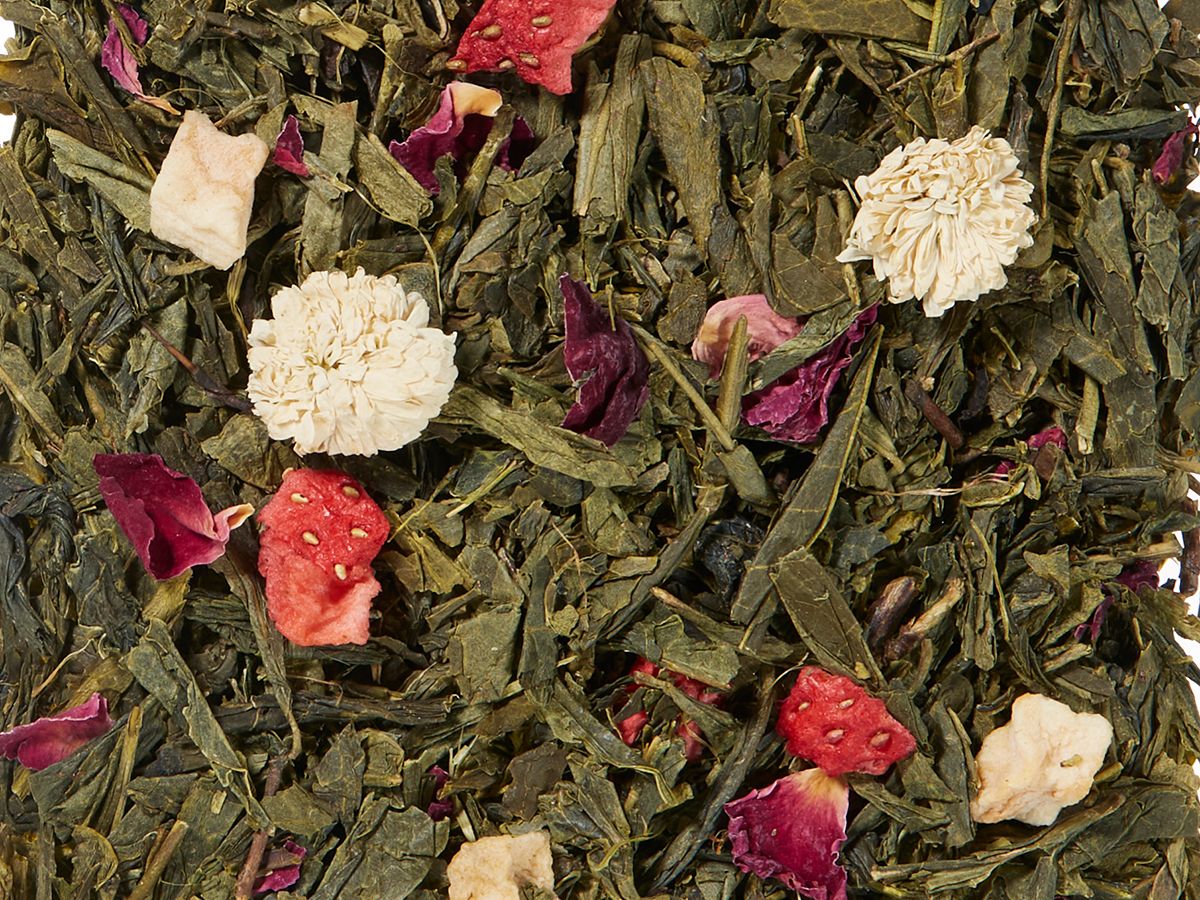 Tè Verde Sencha Fragola Litchi Aromatizzato